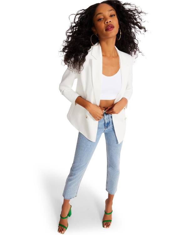 Steve Madden Boyfriend Blazer Women\'s Jackets White | SM-709OL