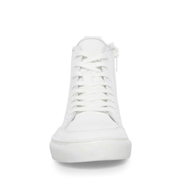 Steve Madden Bragging Leather Men's Sneakers White | SM-190YE