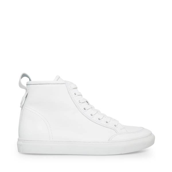 Steve Madden Bragging Leather Men\'s Sneakers White | SM-190YE