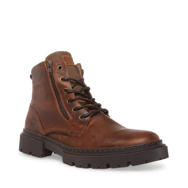 Steve Madden Bridges Leather Men's Boots Brown | SM-573KC