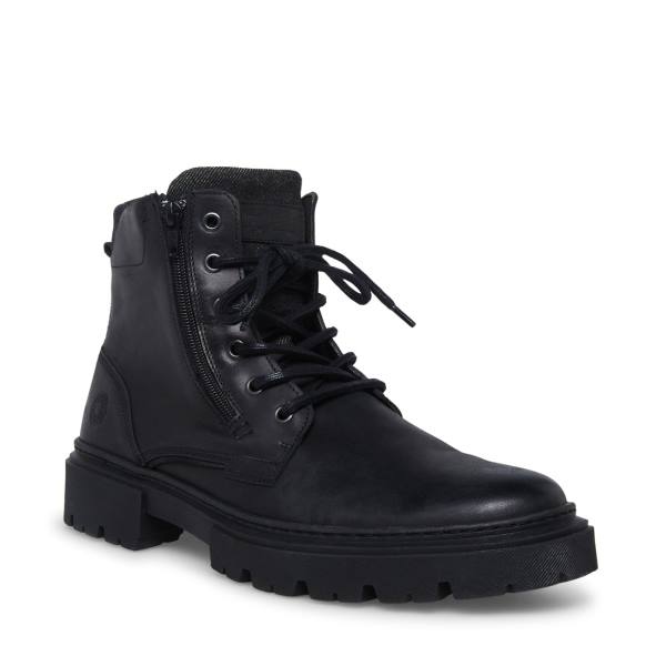 Steve Madden Bridges Leather Men's Boots Black | SM-807SF