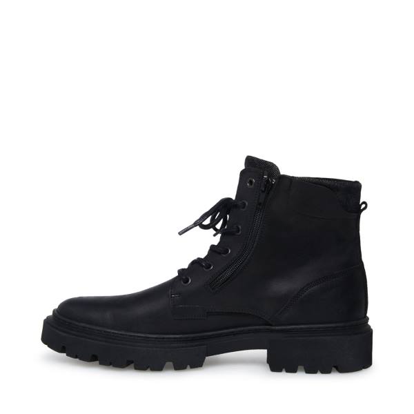 Steve Madden Bridges Leather Men's Boots Black | SM-807SF