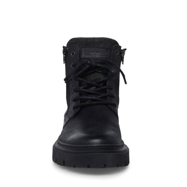 Steve Madden Bridges Leather Men's Boots Black | SM-807SF