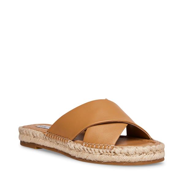 Steve Madden Brienna Tan Leather Women's Sandals Brown | SM-538HI