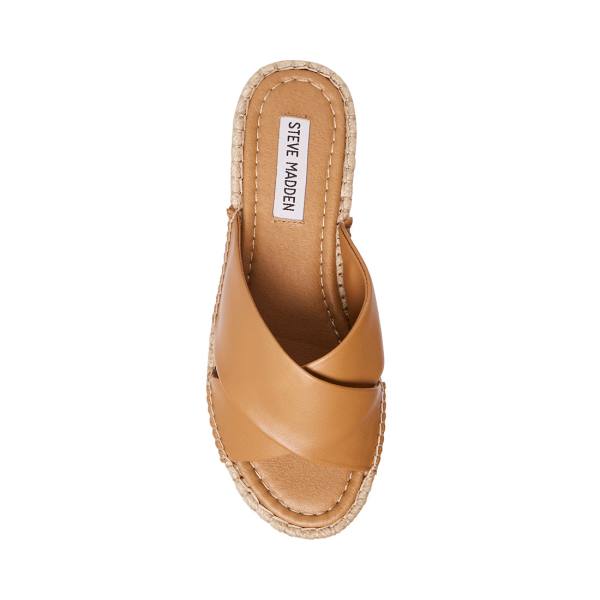 Steve Madden Brienna Tan Leather Women's Sandals Brown | SM-538HI