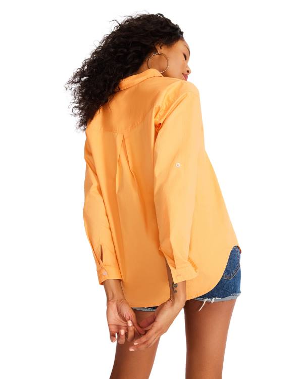 Steve Madden Bright Button Down Women's Tops Orange | SM-921UJ