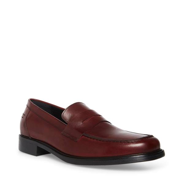 Steve Madden Brookline Burgundy Men's Loafers Burgundy | SM-462RF