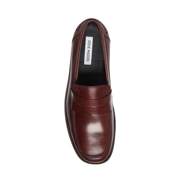 Steve Madden Brookline Burgundy Men's Loafers Burgundy | SM-462RF