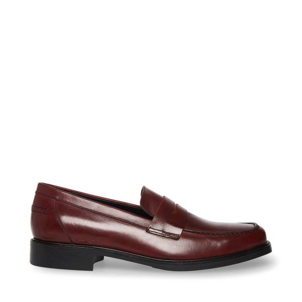 Steve Madden Brookline Burgundy Men\'s Loafers Burgundy | SM-462RF