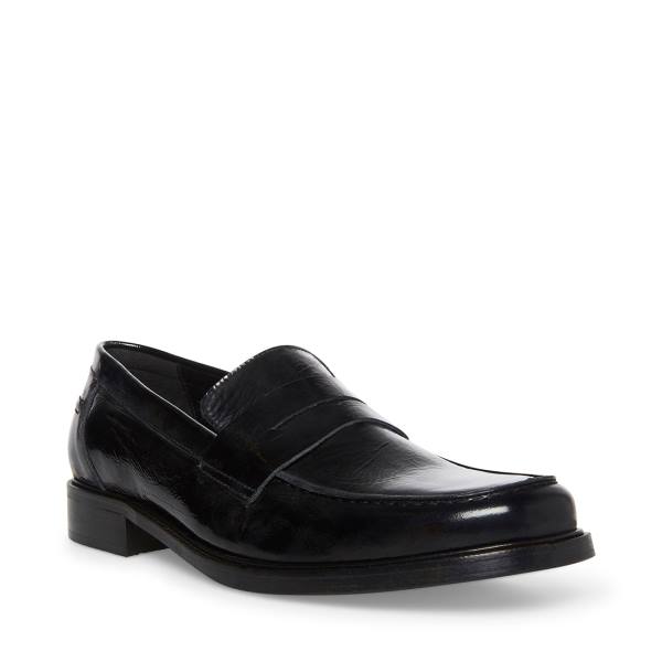 Steve Madden Brookline Patent Men's Loafers Black | SM-687DN