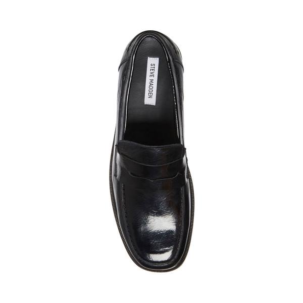 Steve Madden Brookline Patent Men's Loafers Black | SM-687DN