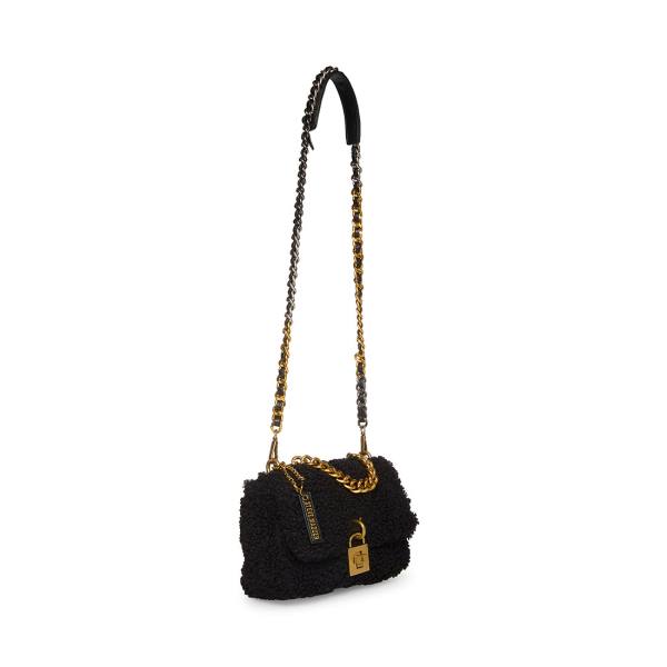 Steve Madden Bterra Shearling Women's Shoulder Bags Black | SM-847PJ