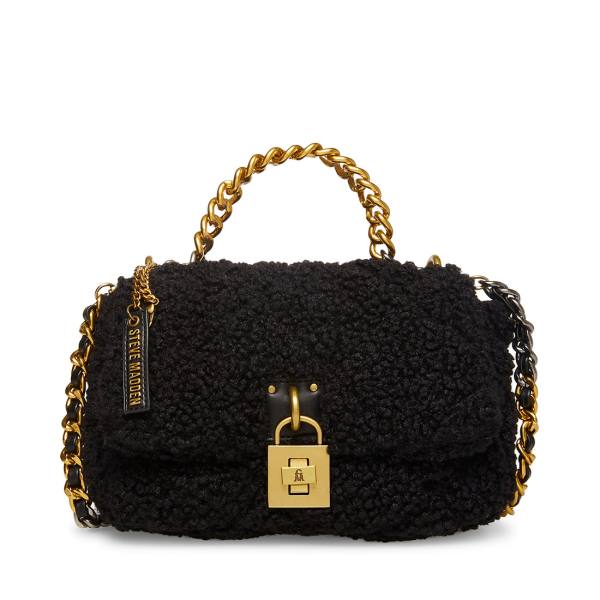 Steve Madden Bterra Shearling Women\'s Shoulder Bags Black | SM-847PJ