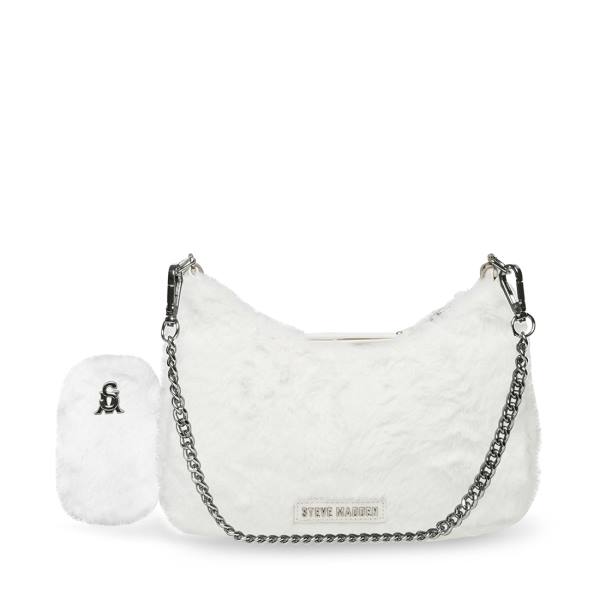 Steve Madden Bvital Faux Fur Women\'s Shoulder Bags White | SM-275LQ