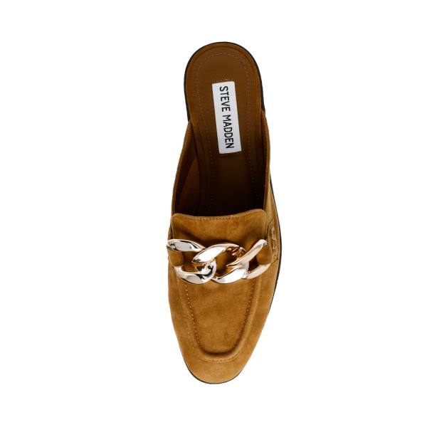 Steve Madden Cally Cognac Suede Women's Flat Shoes Brown | SM-186MH