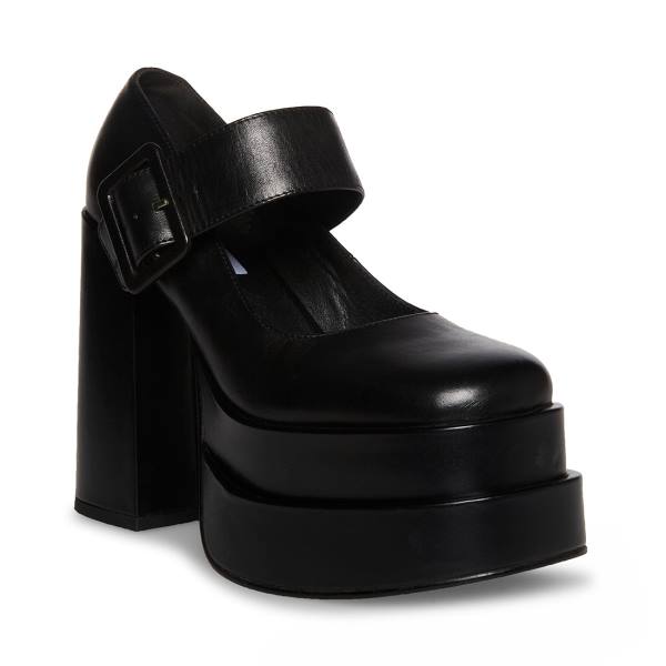 Steve Madden Carly Leather Women's Heels Black | SM-865QU