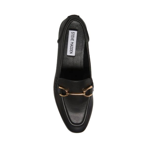 Steve Madden Carrine Leather Women's Flat Shoes Black | SM-364QI