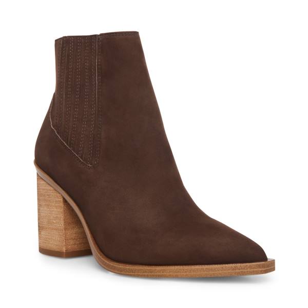 Steve Madden Catreena Nubuck Women's Booties Brown | SM-098BE