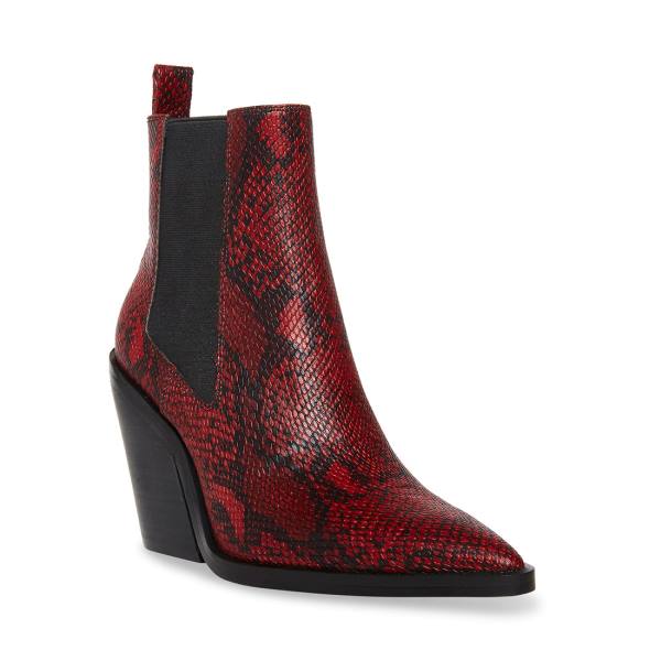 Steve Madden Caution Snake Women's Booties Red Snake | SM-809UF