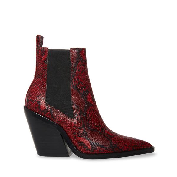 Steve Madden Caution Snake Women\'s Booties Red Snake | SM-809UF