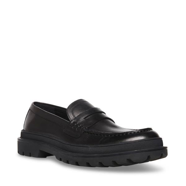 Steve Madden Charles Leather Men's Loafers Black | SM-241BG