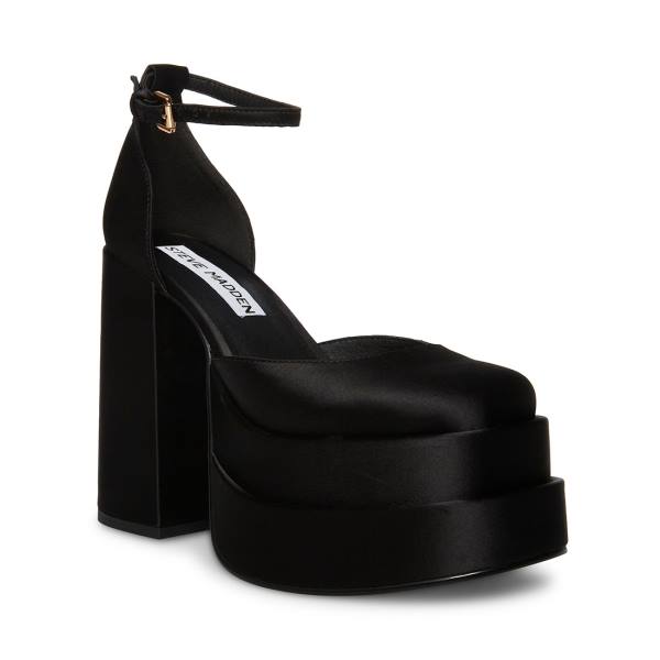 Steve Madden Charlize Satin Women's Heels Black | SM-178FW