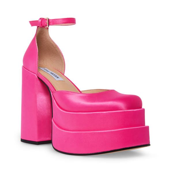 Steve Madden Charlize Satin Women's Heels Pink | SM-432DY