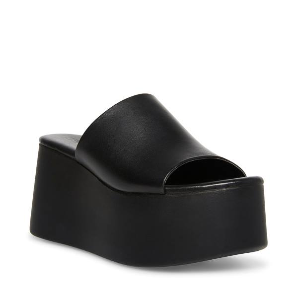 Steve Madden Christa Leather Women's Sandals Black | SM-510KP