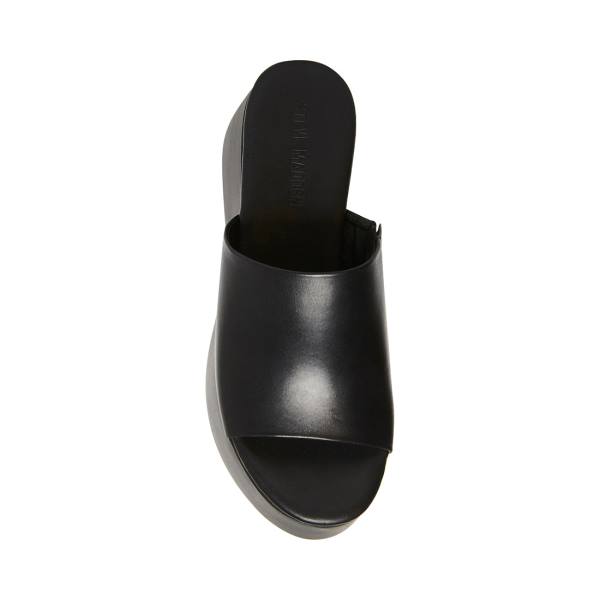 Steve Madden Christa Leather Women's Sandals Black | SM-510KP