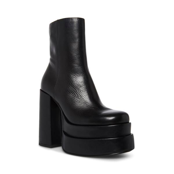 Steve Madden Cobra Leather Women's Booties Black | SM-543DG