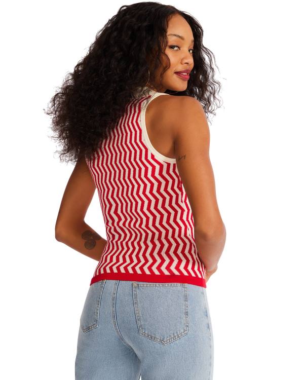 Steve Madden Collared Tank Women's Tops Red | SM-475RA