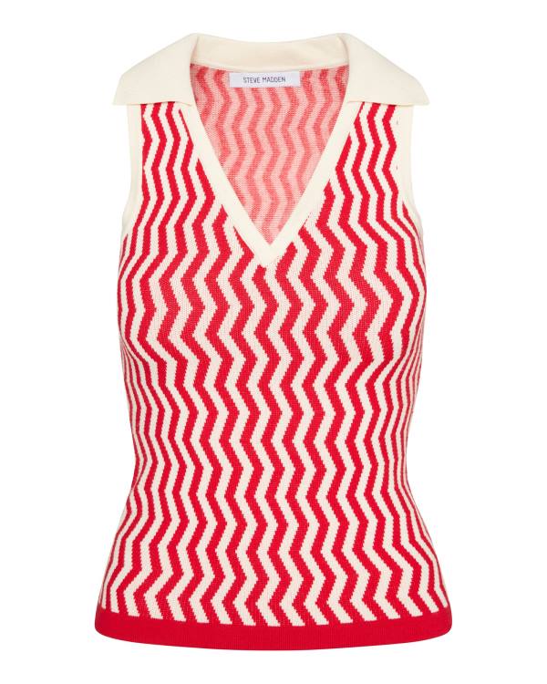 Steve Madden Collared Tank Women's Tops Red | SM-475RA