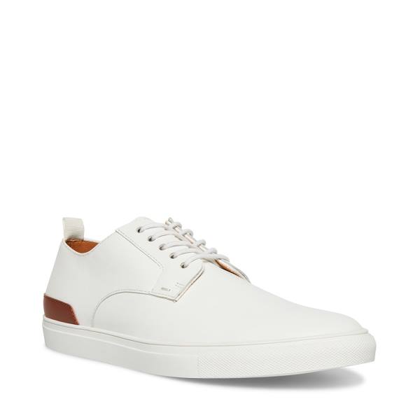 Steve Madden Coltt Leather Men's Sneakers White | SM-269XW