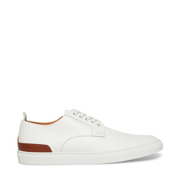 Steve Madden Coltt Leather Men\'s Sneakers White | SM-269XW