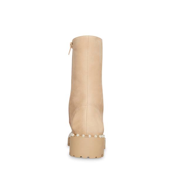 Steve Madden Conrad Bone Nubuck Women's Booties Beige | SM-594MF