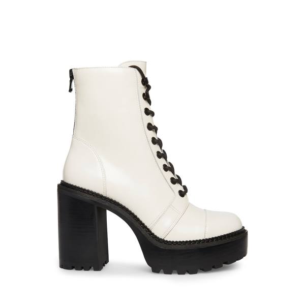 Steve Madden Core Leather Women\'s Booties White | SM-350IG