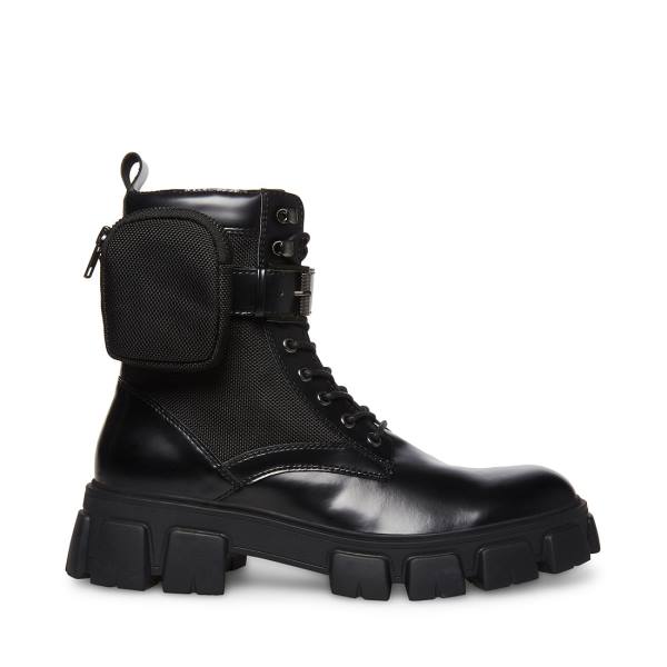 Steve Madden Cortina Leather Men\'s Boots Black | SM-859JI