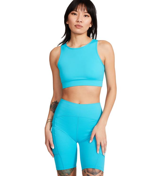 Steve Madden Cropped Active Tank Turquoise Women's Tops Turquoise | SM-514WN