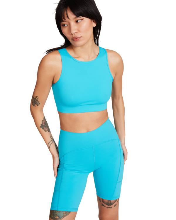 Steve Madden Cropped Active Tank Turquoise Women's Tops Turquoise | SM-514WN