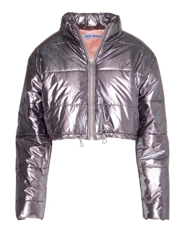 Steve Madden Cropped Metallic Puffer Gunmetal Women's Jackets Bronze | SM-132VP