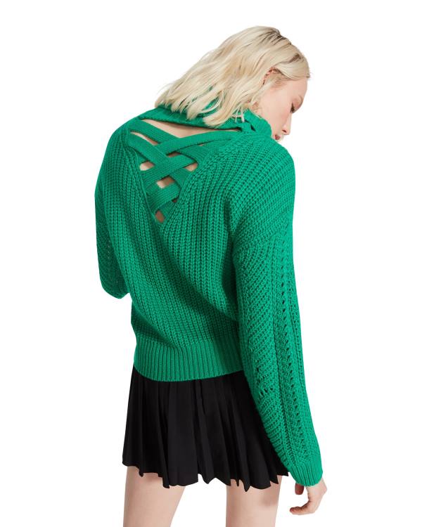 Steve Madden Cross Back Turtleneck Sweater Women's Tops Green | SM-280QC