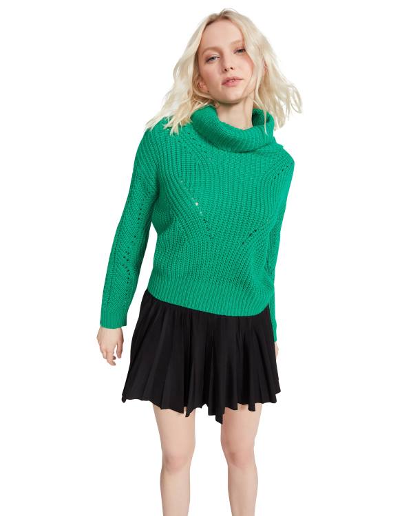 Steve Madden Cross Back Turtleneck Sweater Women's Tops Green | SM-280QC