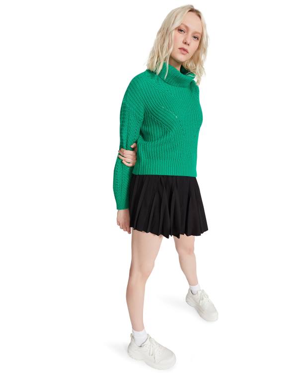 Steve Madden Cross Back Turtleneck Sweater Women\'s Tops Green | SM-280QC