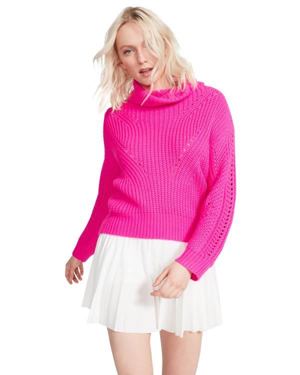 Steve Madden Cross Back Turtleneck Sweater Women's Tops Pink | SM-620CN