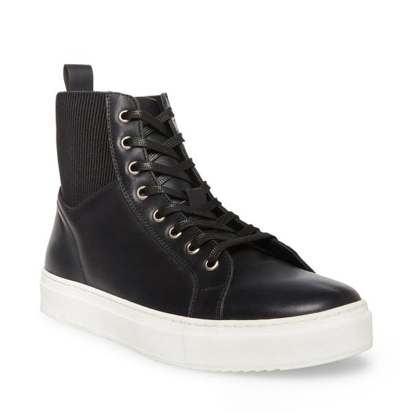 Steve Madden Dante Leather Men's Sneakers Black | SM-056WP