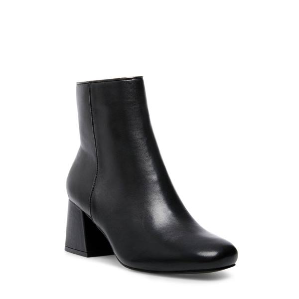 Steve Madden Davist Leather Women's Booties Black | SM-709SP