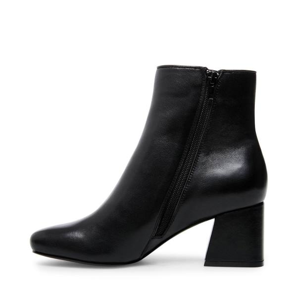 Steve Madden Davist Leather Women's Booties Black | SM-709SP