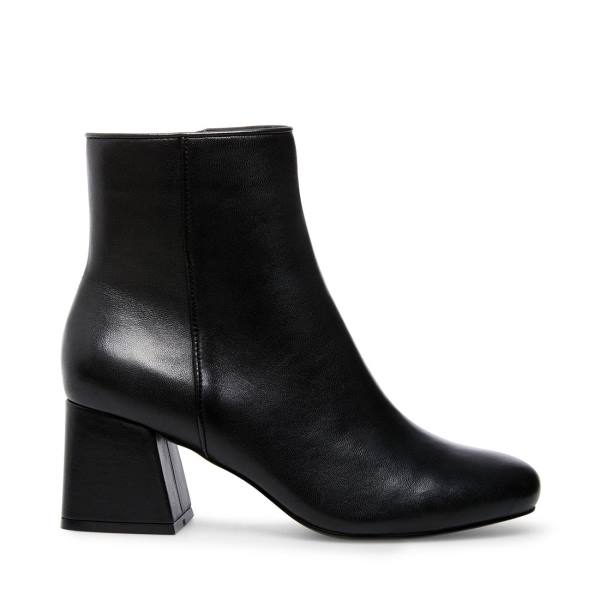 Steve Madden Davist Leather Women\'s Booties Black | SM-709SP