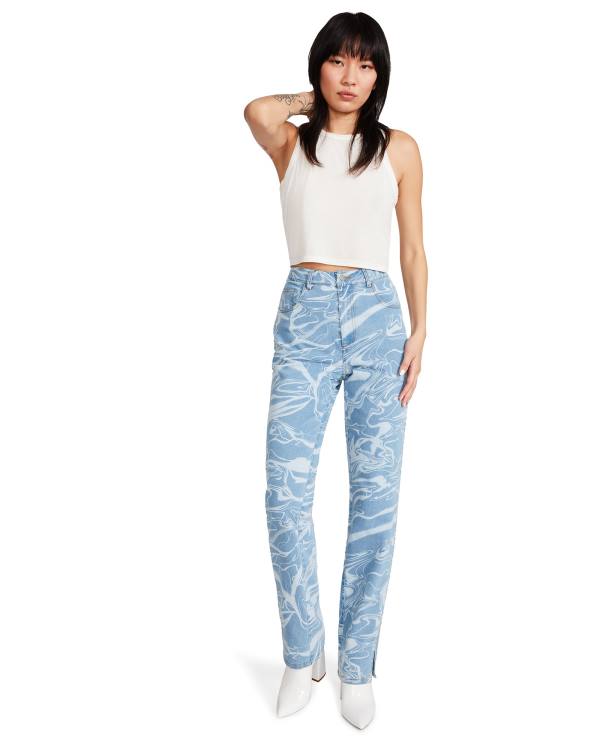 Steve Madden Denim Swirl Pants Women's Bottoms Blue | SM-605QE