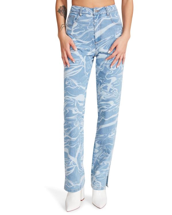 Steve Madden Denim Swirl Pants Women's Bottoms Blue | SM-605QE